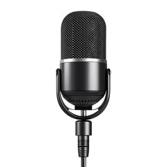 Realistic microphone for podcasting, isolated on white, modern audio gear
