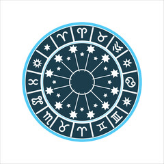 Zodiac Wheel with Star Clusters and Glyphs Astrology Zodiac wheel simplified to 12 star clusters no text or glyphs
