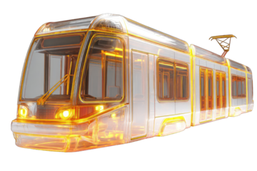 Futuristic gold and silver light-train