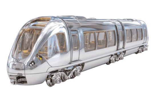 Sleek, modern train, chrome finish