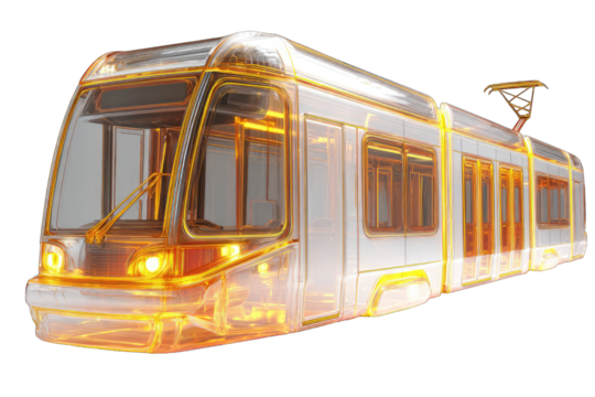 Futuristic gold and silver light-train
