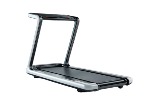 Modern treadmill, sleek design, fitness equipment