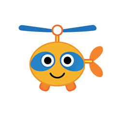 Obraz premium Cute toy helicopter with spinning blades playful art Vector illustration