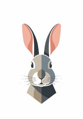 Obraz premium Stylized geometric rabbit head vector illustration. Modern minimalist animal portrait logo design isolated on white background