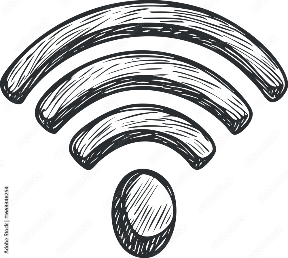 Aufkleber hand-drawn sketch of a wifi wireless internet signal icon representing network connection