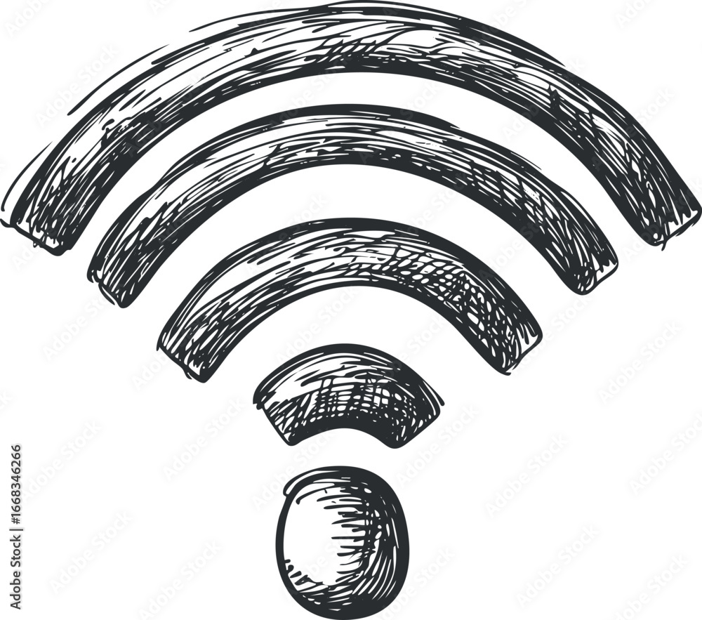 Aufkleber hand drawn wifi signal icon representing wireless internet connection and digital communication tech