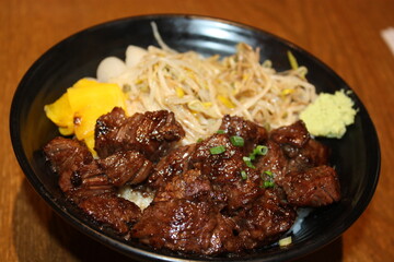 Cube steak rice bowl
