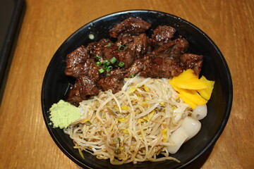 Cube steak rice bowl
