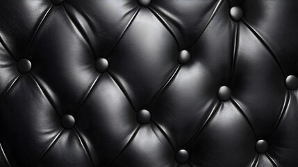 Naklejka premium Black Leather Tufted Upholstery Texture Close Up image