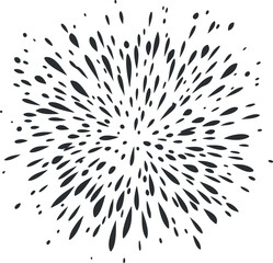 Obraz premium Abstract black explosion burst shape with radial pattern on white background for design and decoration