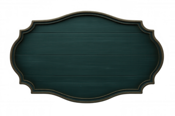 Classic wooden sign with elegant frame, perfect for displaying messages, titles, or announcements, isolated on transparent background