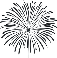 Naklejka premium Black and white abstract graphic of a firework burst for celebration or festival design