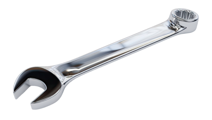 Polished chrome wrench, 3D rendered