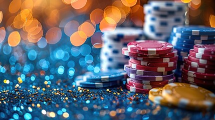 Digital Illustration Depicting Casino Gambling Scenes with Dice and Roulette