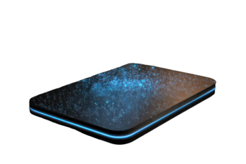 Futuristic tablet with glowing edge and screen