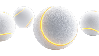 Group of glowing tennis balls