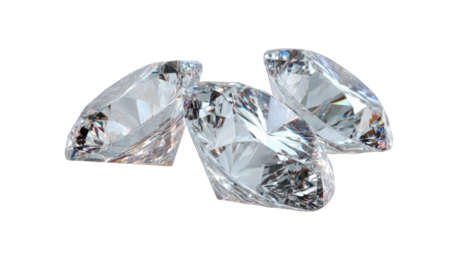 Three glistening diamonds clustered together