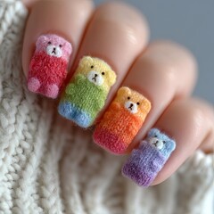 Rainbow Gummy Bear Nail Art Design