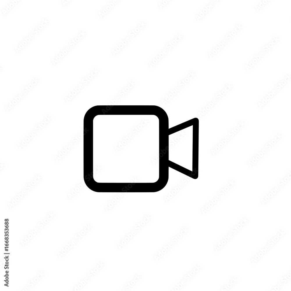 Aufkleber simple black outline of a video camera icon with rounded edges on a plain white background viewable