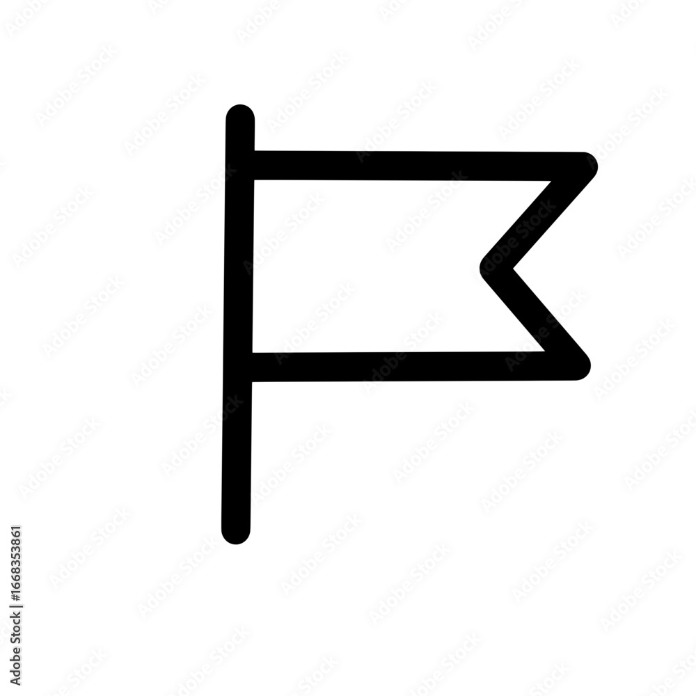 Poster illustration of a simple black flag with a distinctive jagged edge on a white background design styl