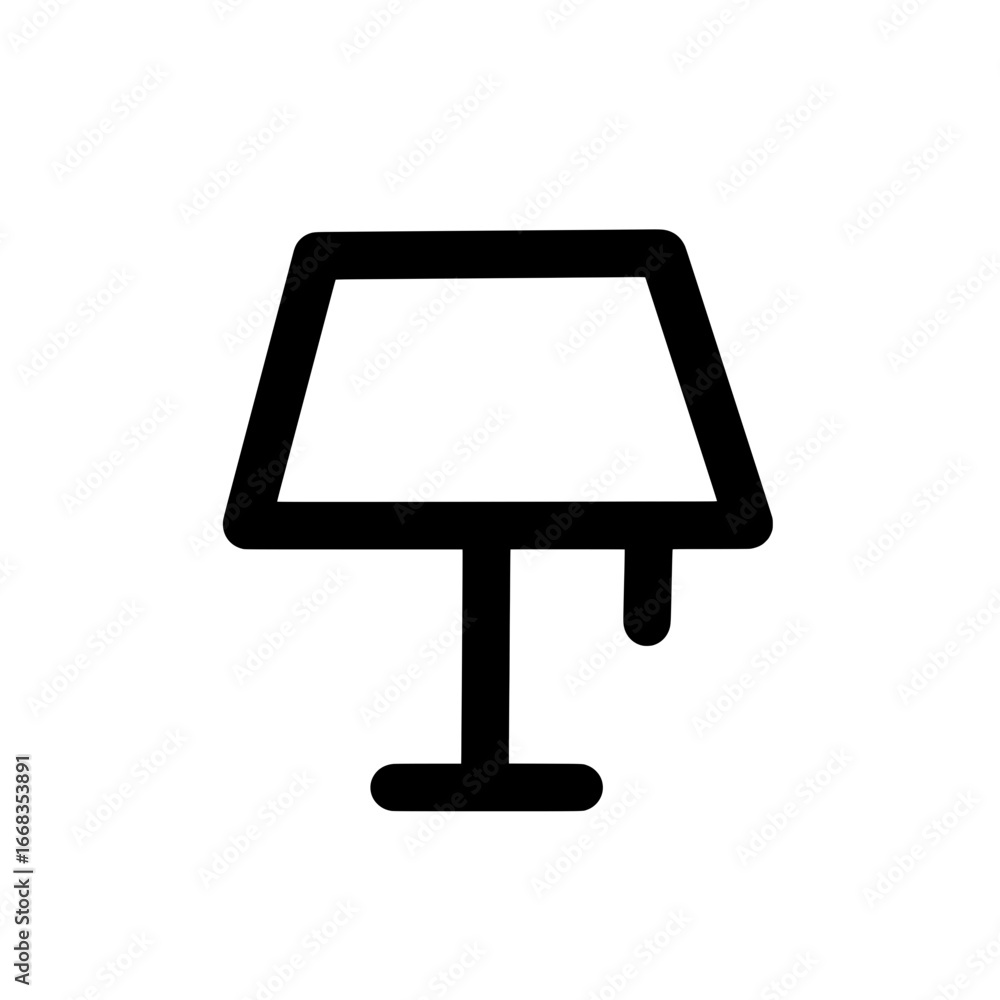 Aufkleber illustration of a simple black outline table lamp with a rectangular shade and a pull chain design e