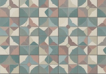 Pastel-Colored Cement Tiles with Artistic Geometric Design for Decoration