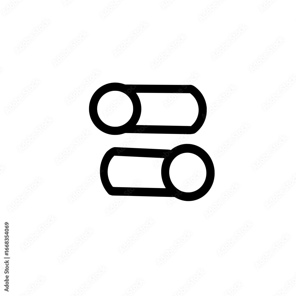Poster two horizontal toggle switch icons in black outline showing on and off states in a minimalist style