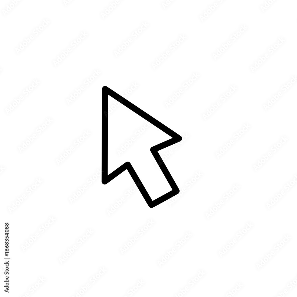 Aufkleber a simple black outline of a cursor arrow pointing upwards and to the right on a white background spa
