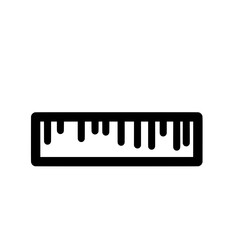 Illustration of a black ruler with measurement markings isolated on a white background for design use