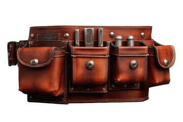 Full-frame view of a brown leather tool belt