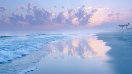Silhouette of Person Walking into Ocean at Sunrise