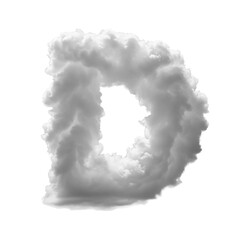 Fototapeta premium The letter D, formed from a cloud, isolated on a white background.