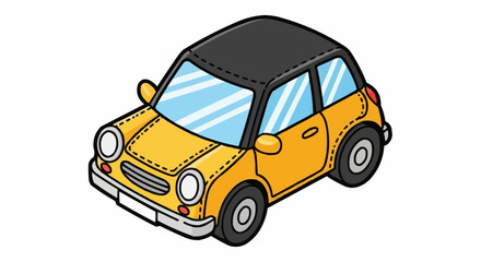 Obraz premium Isometric illustration of a cute yellow and black car.