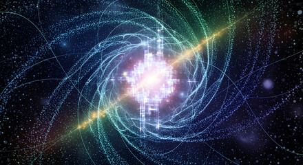 Swirling galaxy of stars and light in deep space