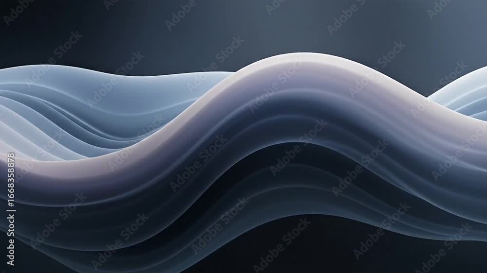 Poster abstract wavy patterns in grayscale tones possibly depicting stylized fabric or liquid forms
