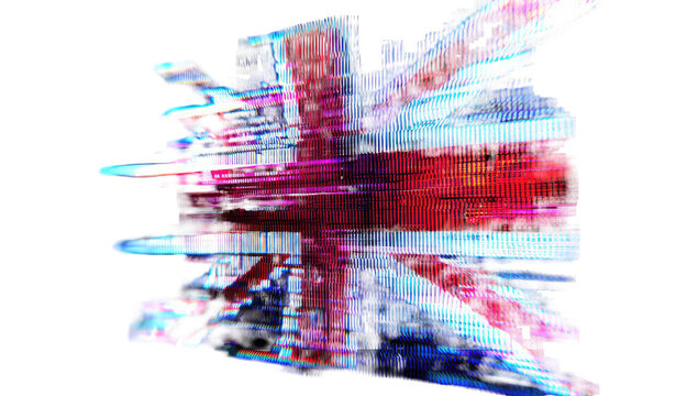 Distorted Union Jack graphic - Powered by Adobe