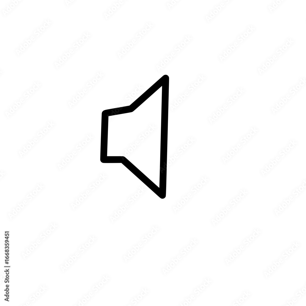Aufkleber illustration of a simple black outline of a speaker icon on a plain white background in vector forma