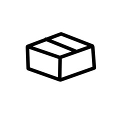 Illustration of a simple black outline drawing of a closed rectangular box on a white background view from above