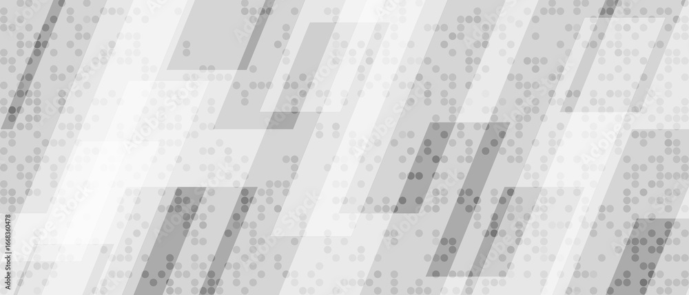 Aufkleber abstract white and gray geometric banner with triangles shapes overlay background and halftone textu