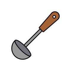 Ladle Kitchen Utensil Lineal Color Icon: Cooking and Serving