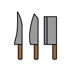 Knives Kitchen Utensils Lineal Color Icon: Cooking and Food Preparation