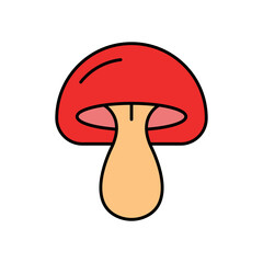 Mushroom Vegetable Lineal Color Icon: Food and Fungi