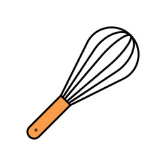 Whisk Kitchen Utensil Lineal Color Icon: Cooking and Baking