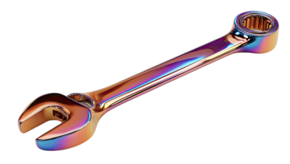 A vibrant iridescent wrench