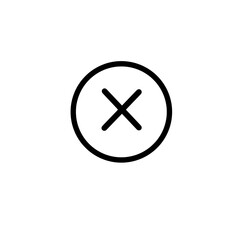 Fototapeta premium Black outline of an x mark inside of a circle on a white background symbolizing deletion or cancellation