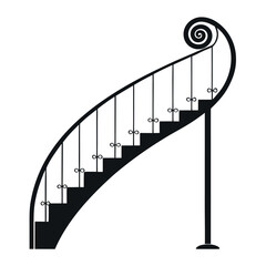 Black wrought iron spiral railing grill for staircase.eps