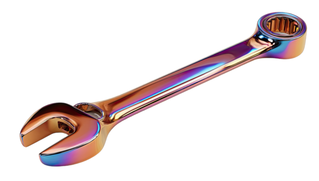 A vibrant iridescent wrench