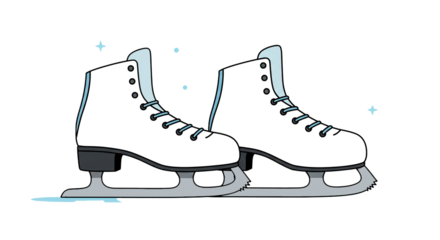 Ice skates figure skates skating winter sport equipment footwear ice rink recreation leisure activity on transparent background