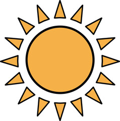 Bright yellow sunburst icon illustration simple graphic element for summer and weather concepts vector