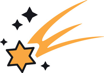 Falling star with glowing tail and sparkles isolated on white vector